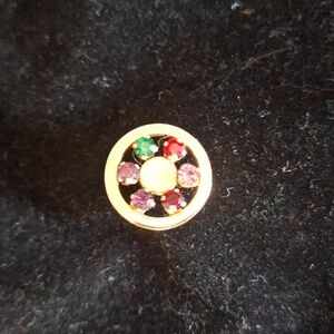 Vintage Anson Gold-tone and Multi-Colored Rhinestones Circular Tie Tack